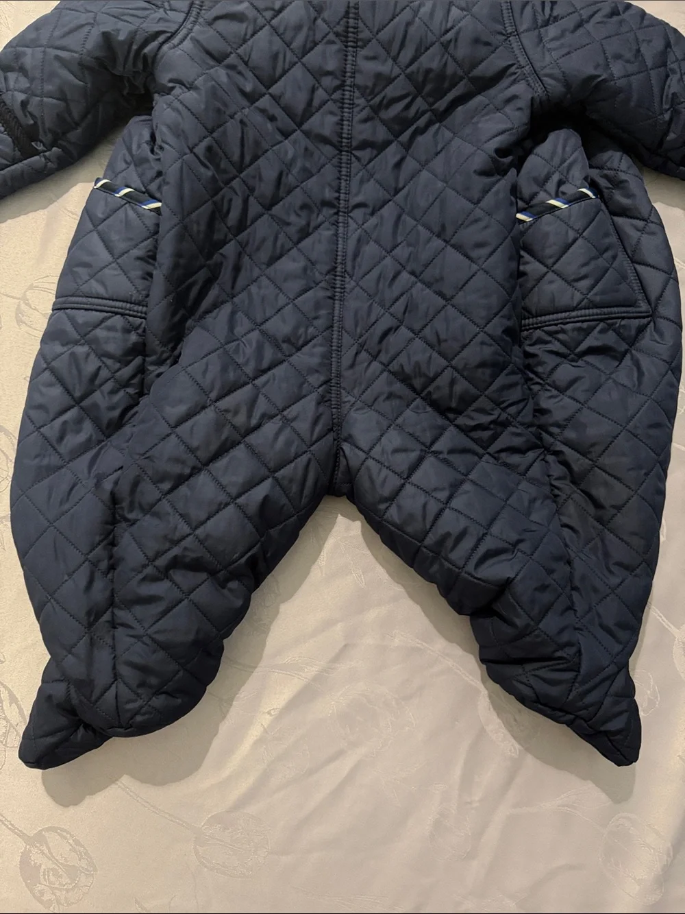 Ralph Lauren Kids 9M Navy Quilted Hooded Footie One-Piece
